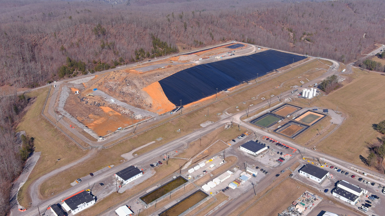 An aerial view of a waste disposal facility at the Oak Ridge Site