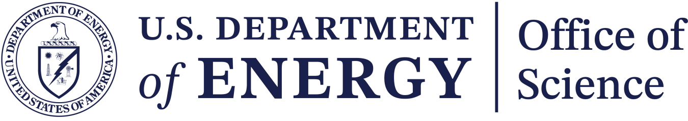 The horizontal Office of Science Logo with all blue text and the Department of Energy Seal