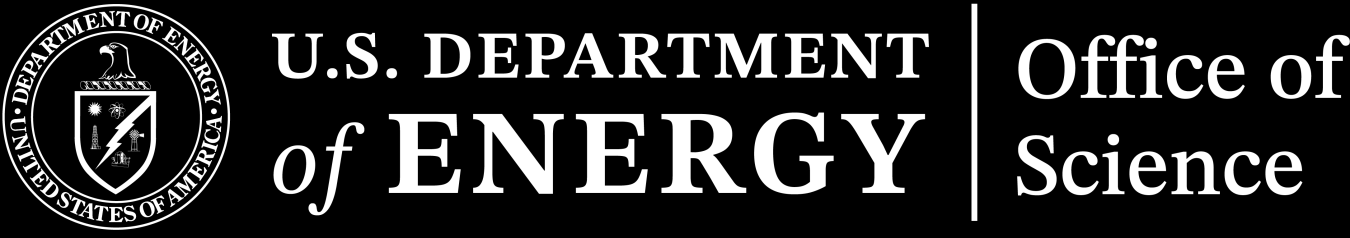 The horizontal Office of Science Logo with all white text and the Department of Energy Seal