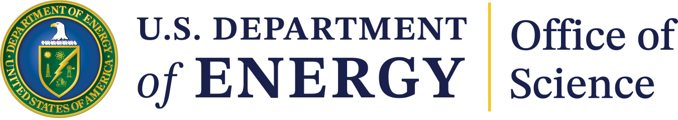 The horizontal Office of Science Logo with all blue text and the Department of Energy Seal