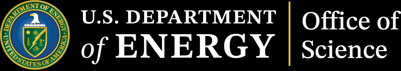 The horizontal Office of Science Logo with all white text and the Department of Energy Seal