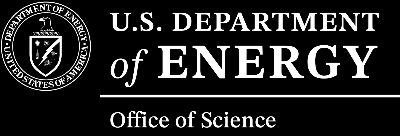 The vertical Office of Science Logo with all white text and the Department of Energy Seal
