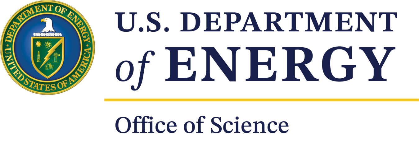 The vertical Office of Science Logo with blue lettering and the Department of Energy Seal