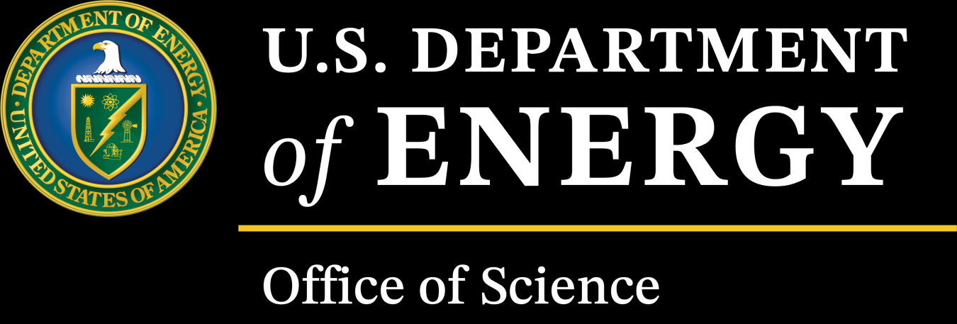 The vertical Office of Science Logo with white lettering and the Department of Energy Seal