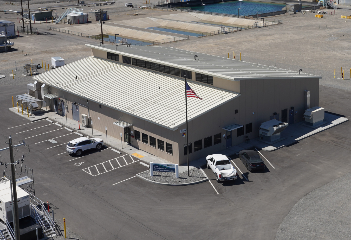 Aerial view of a Water Treatment facility at the Hanford Site