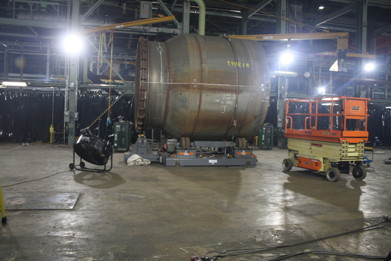 A large metal roller stand at the Paducah Site