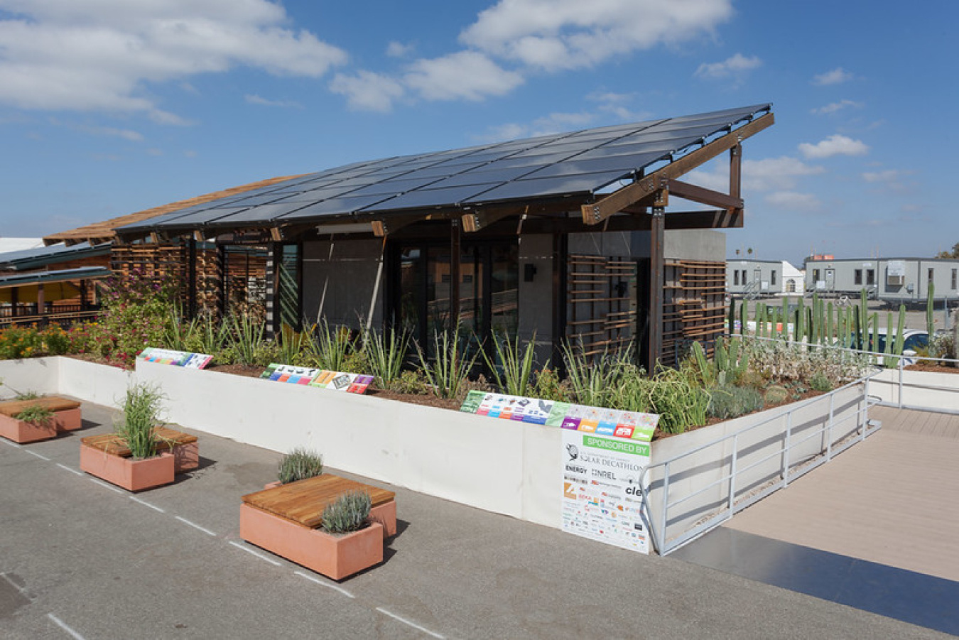 Exterior of the house built by students from Arizona State University and the University of New Mexico