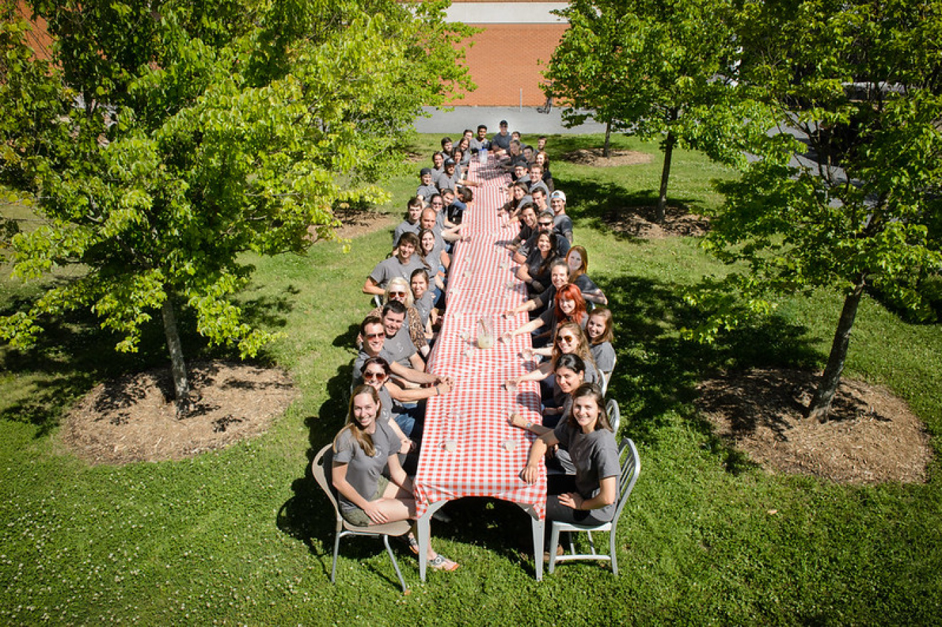 Team sitting at a table