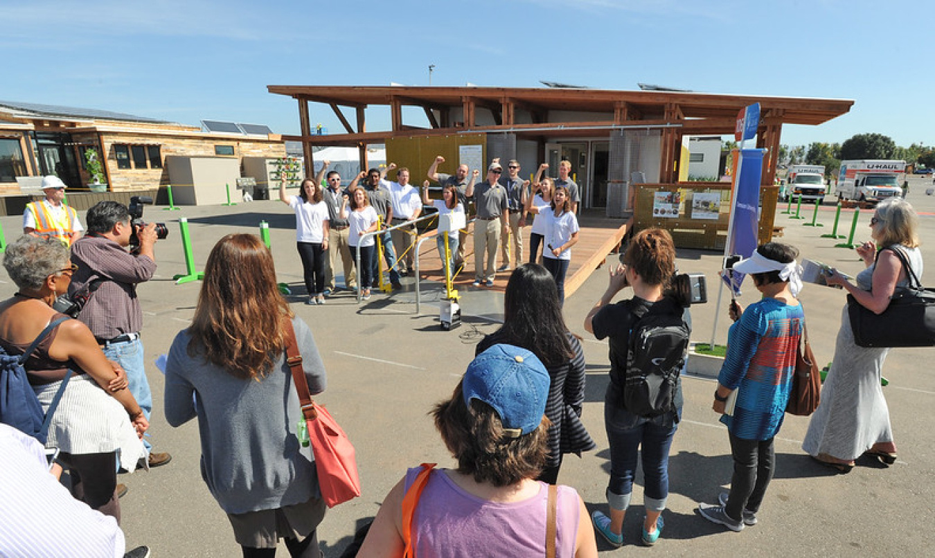 Clemson University performs a cheer on Media Day