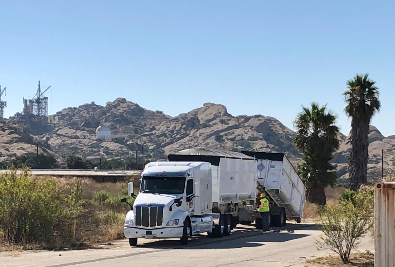 Loading Bin in Area IV with mountains and NASA test stand in background
