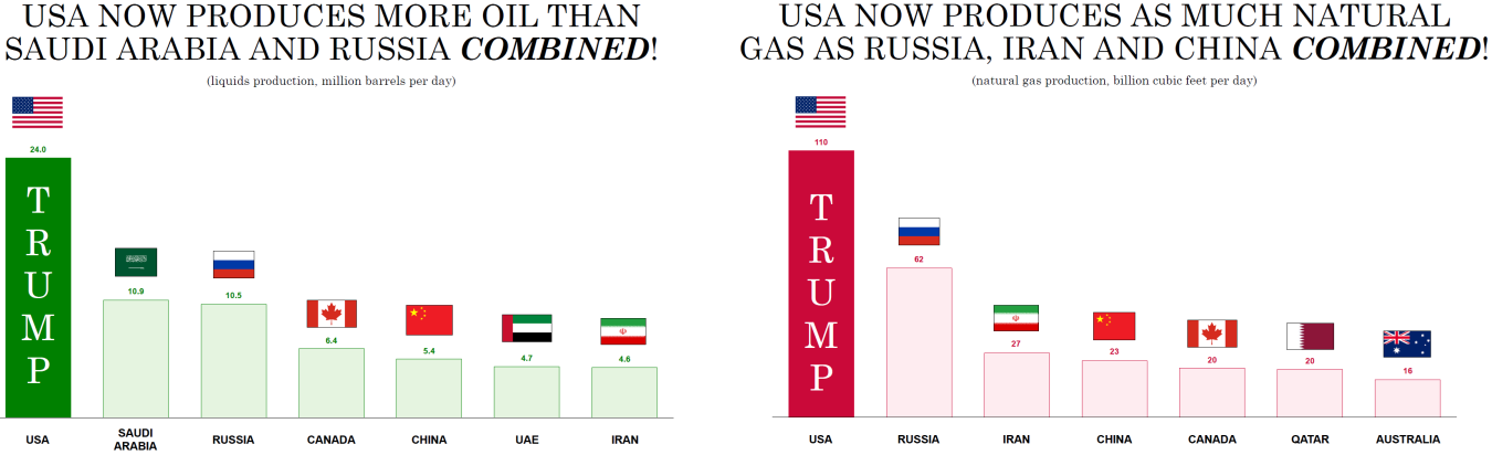 Charts about domestic oil and natural gas production