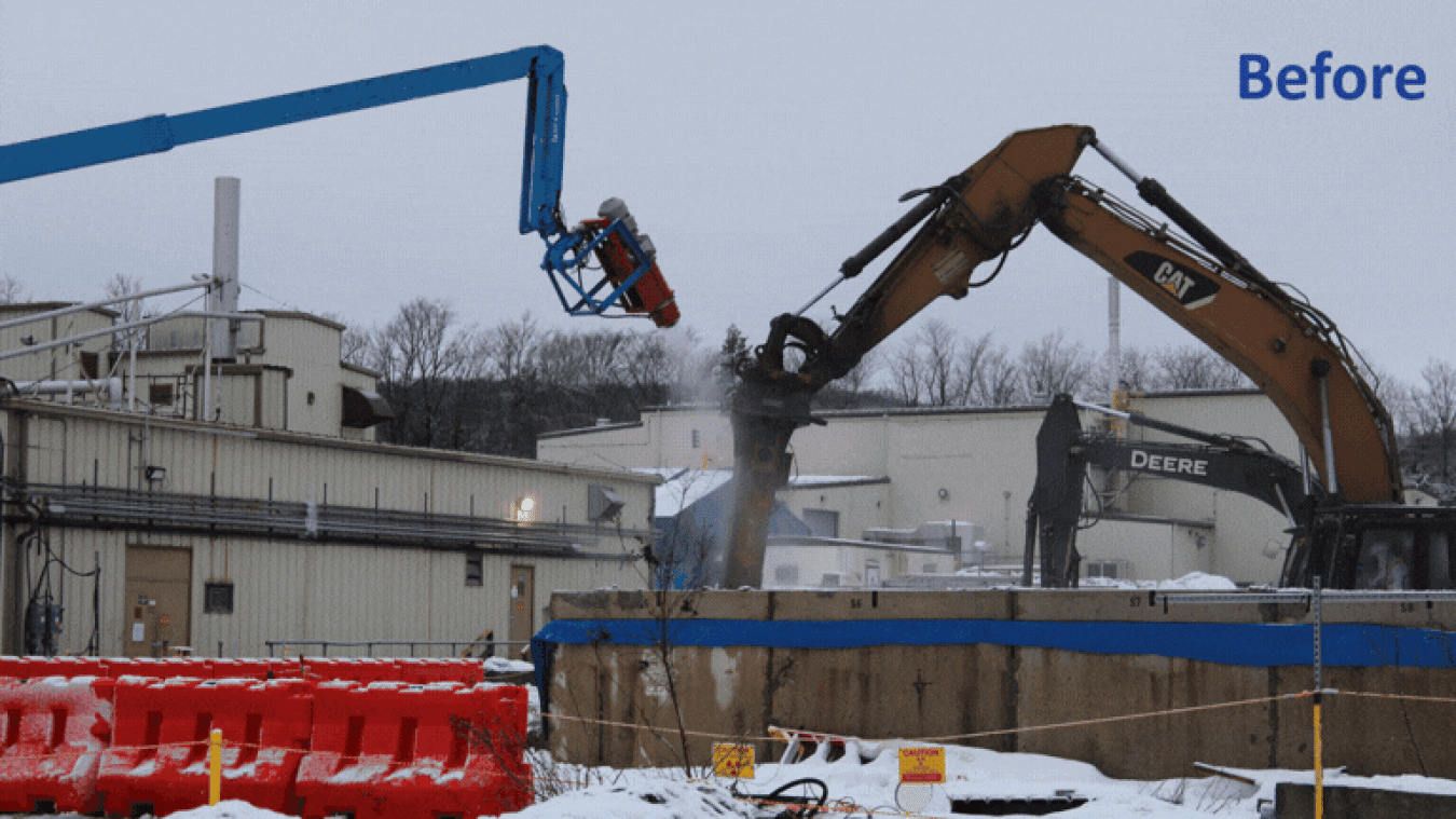 Rotating set of images of a demolition taking place at the West Valley Demonstration Project