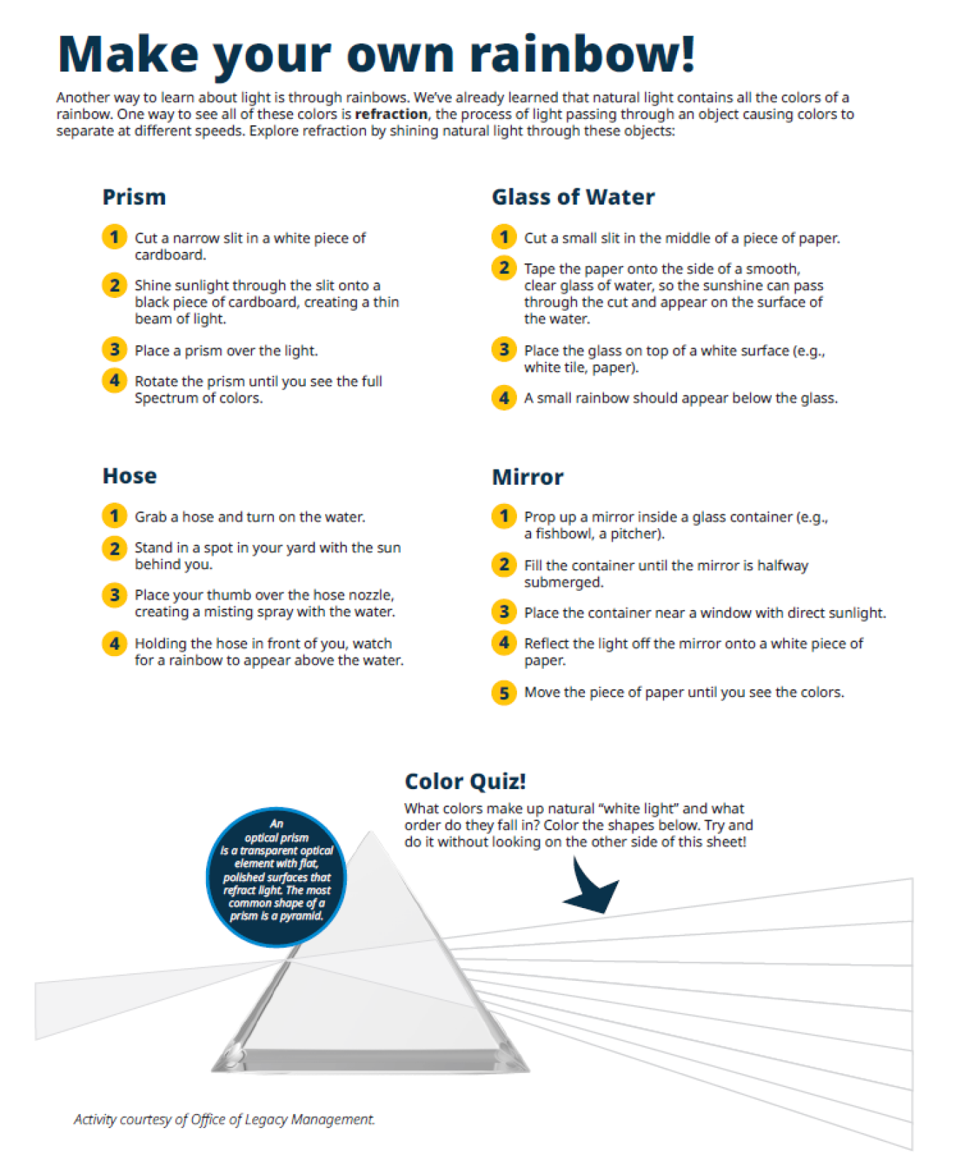Science Corner Yellow is for safety