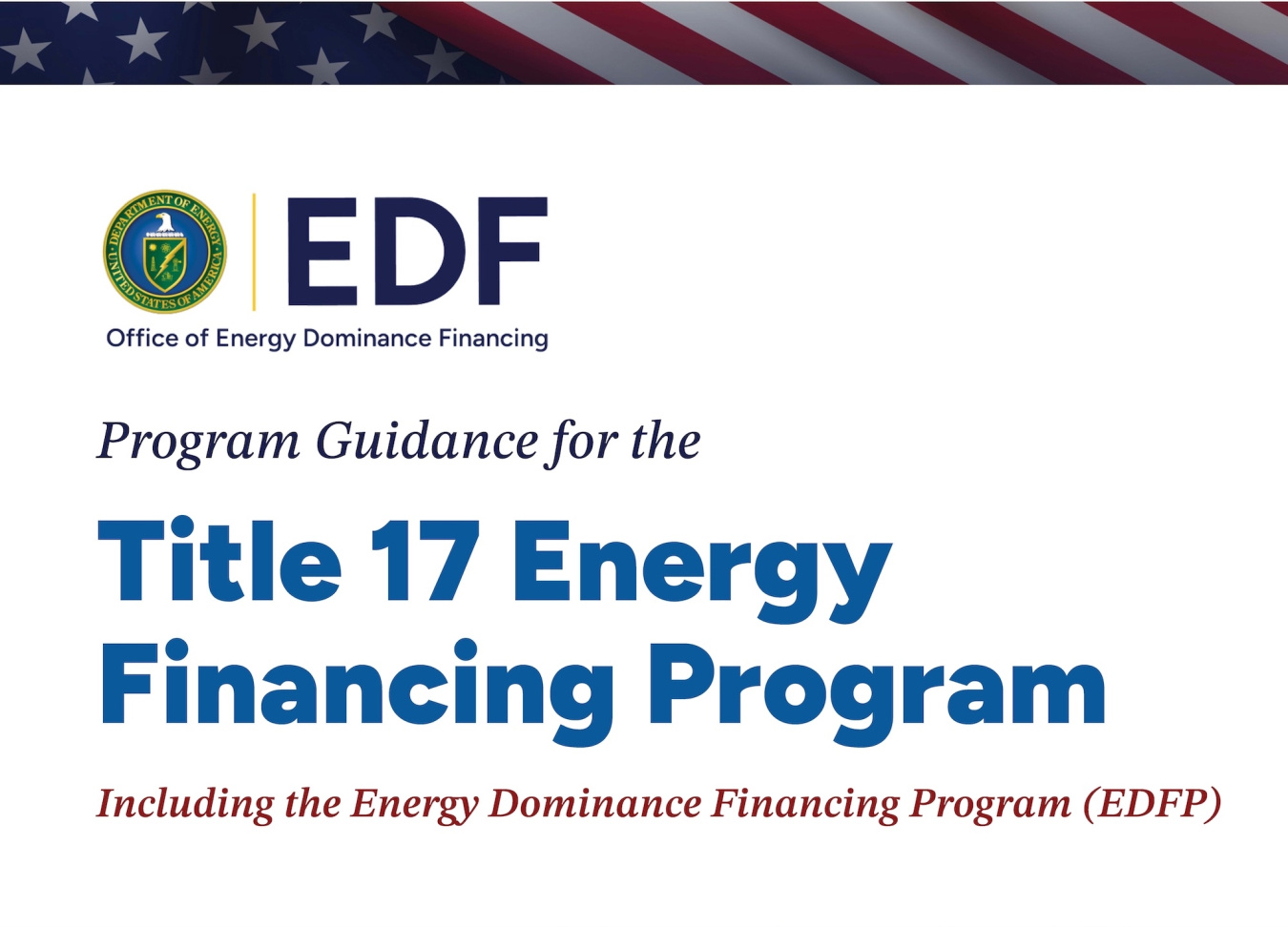DOE EDF Title 17 Program Guidance Cover Page