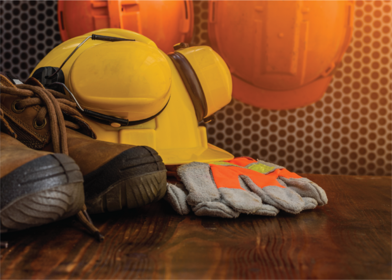 hard hat and work gloves