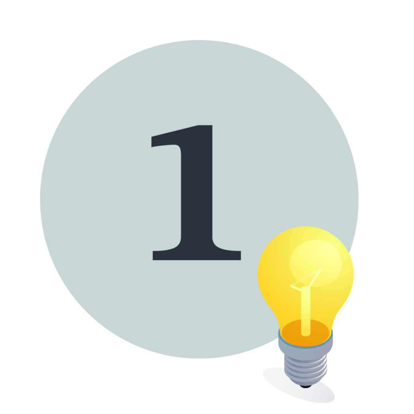 The number 1 and a light bulb