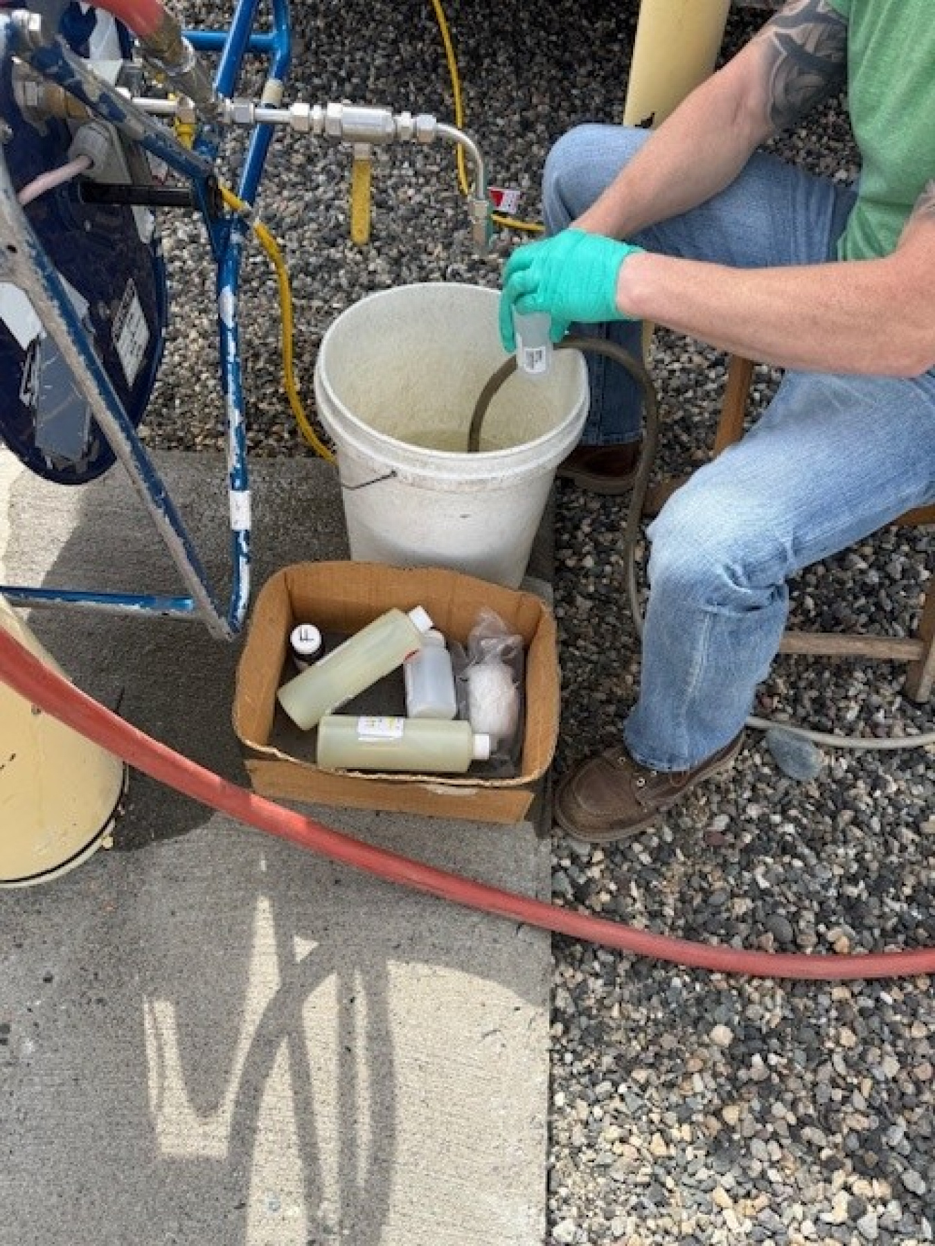 An employee at the Hanford Site taking groundwater samples