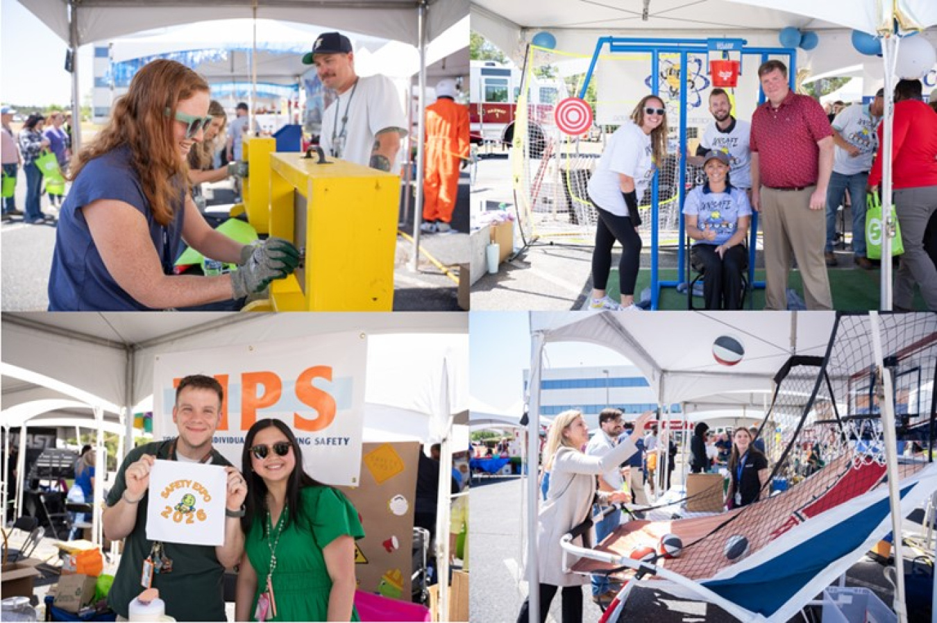 Collage of images from tents at a safety expo event outside at the Savannah River Site