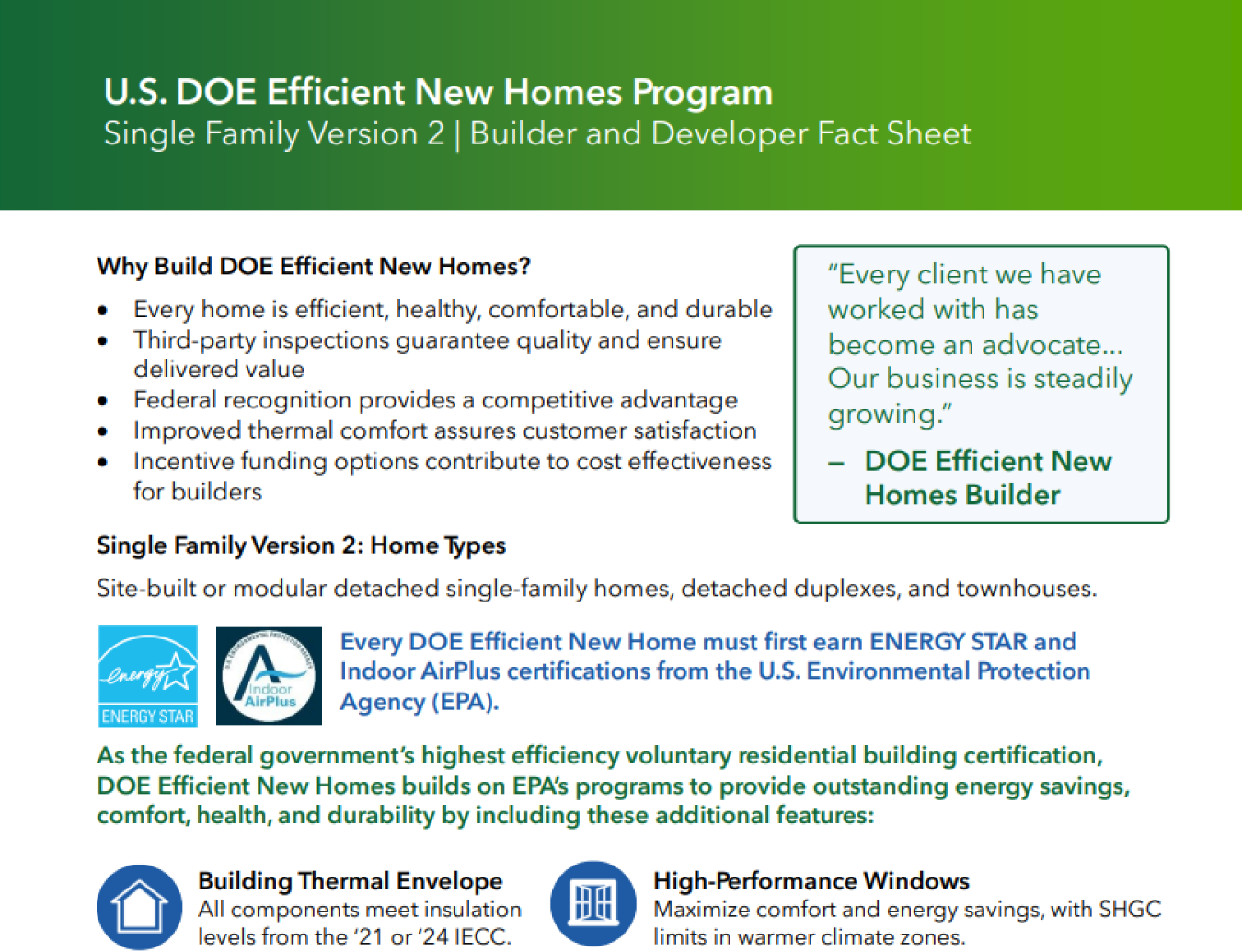 Single Family Version 2 Fact Sheet