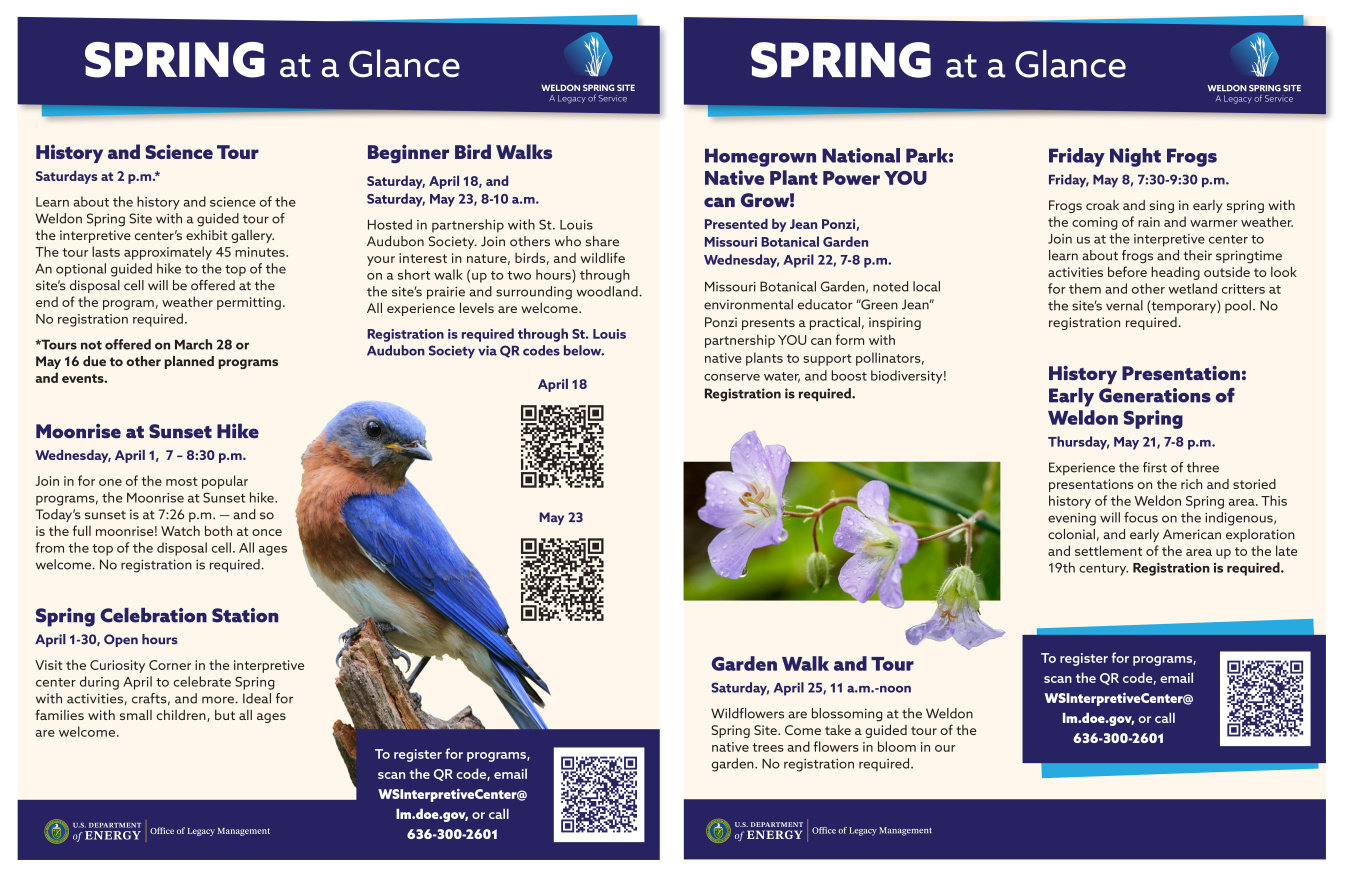 Weldon Spring Site Spring at a Glance flyer