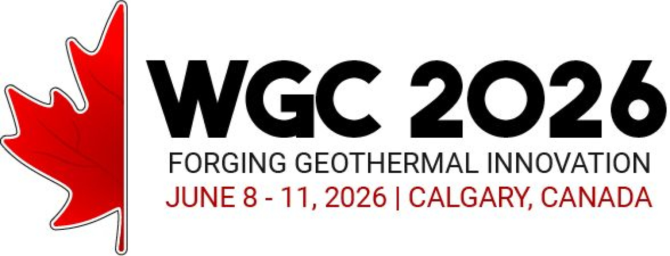 Image of half a maple leaf next to the following text: WGC 2026 | Forging Geothermal Innovation | Jun 8-11, 2026, Calgary Canada
