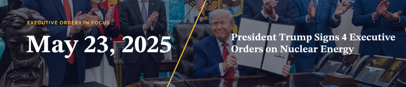 Banner image with President Trump holding a signed executive order