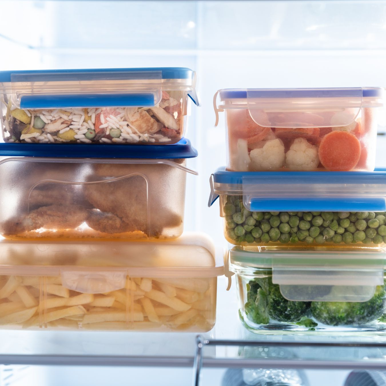 Food containers in a refrigerator