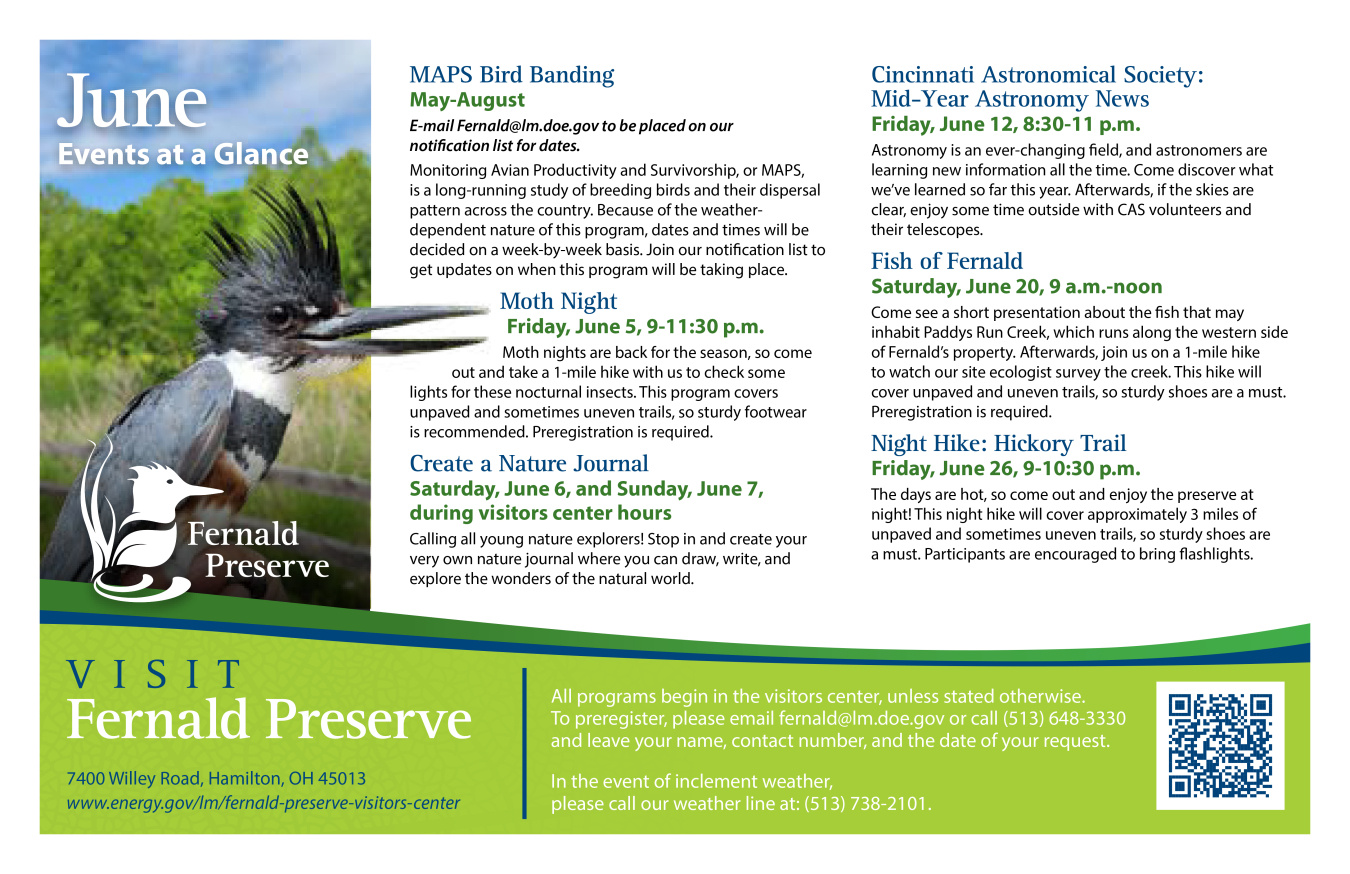 Fernald Preserve June Events postcard