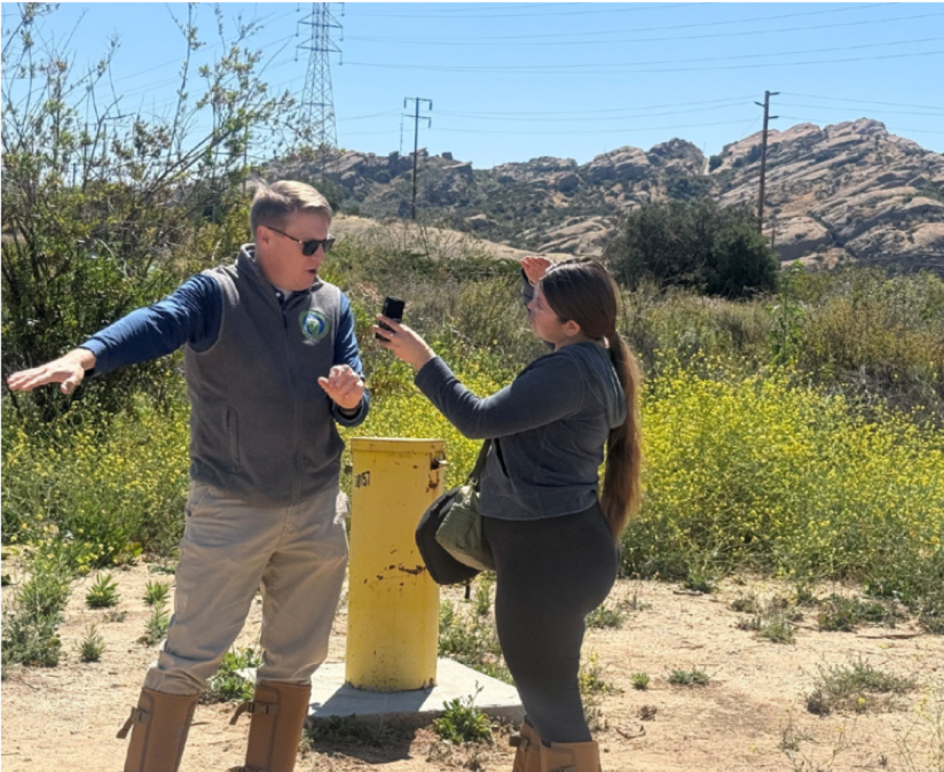 Josh Mengers gives site tour to local student