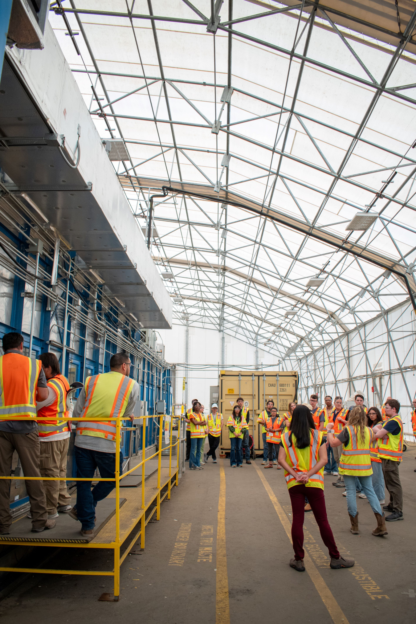 College students in safety vests touring the Los Alamos Site