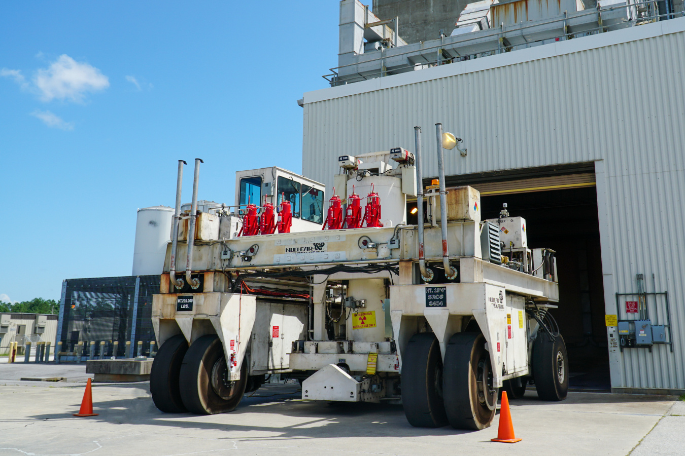 A large white machinery truck at the Savannah River Site