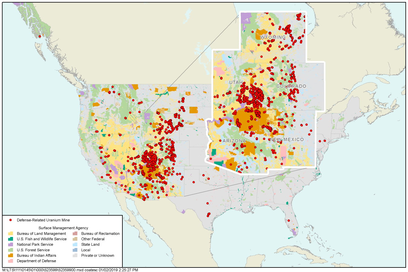 U.S. Map of DRUM Mines