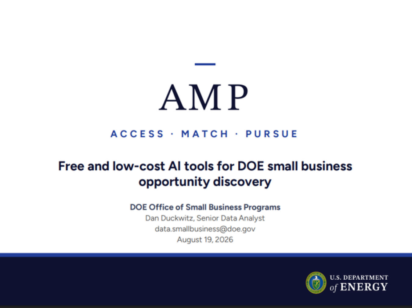 Cover Page for Small Business Webinar Presentation