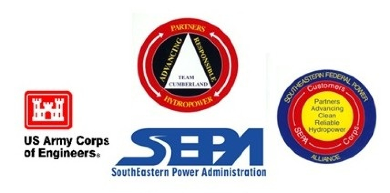 Logos of SEPA's partners.  Team Cumberland, Alliance and Corps of Engineers