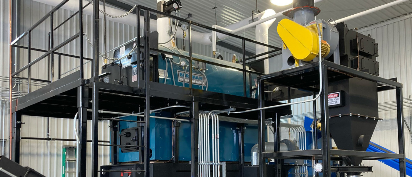 Brookston Community Center’s woodchip-fueled hydronic boiler