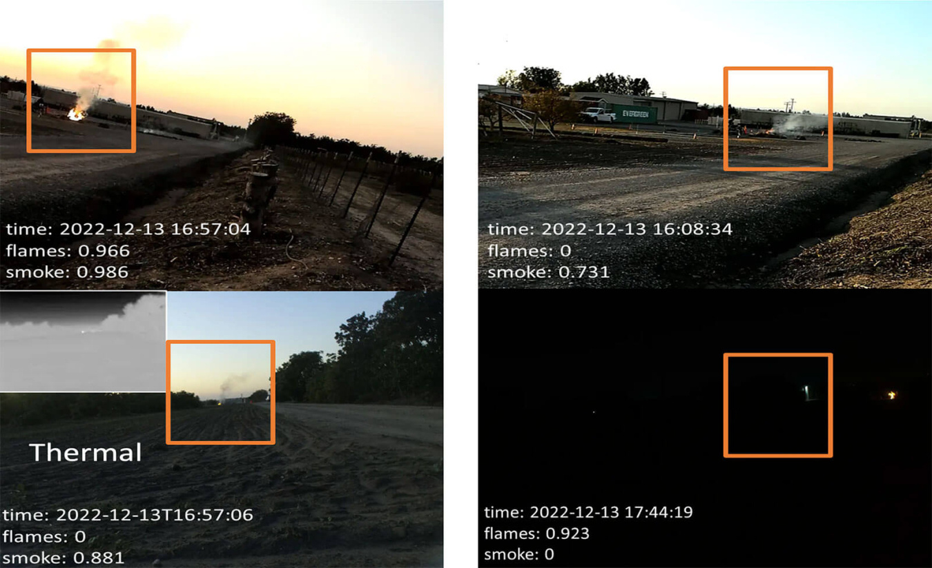 A screen shot of SBIR awardee Delphire's wildfire detection system, Direct Threat Detection.
