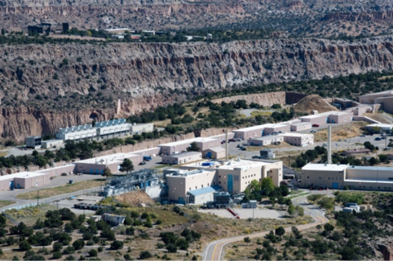 An aerial view of Los Alamos National Laboratory.