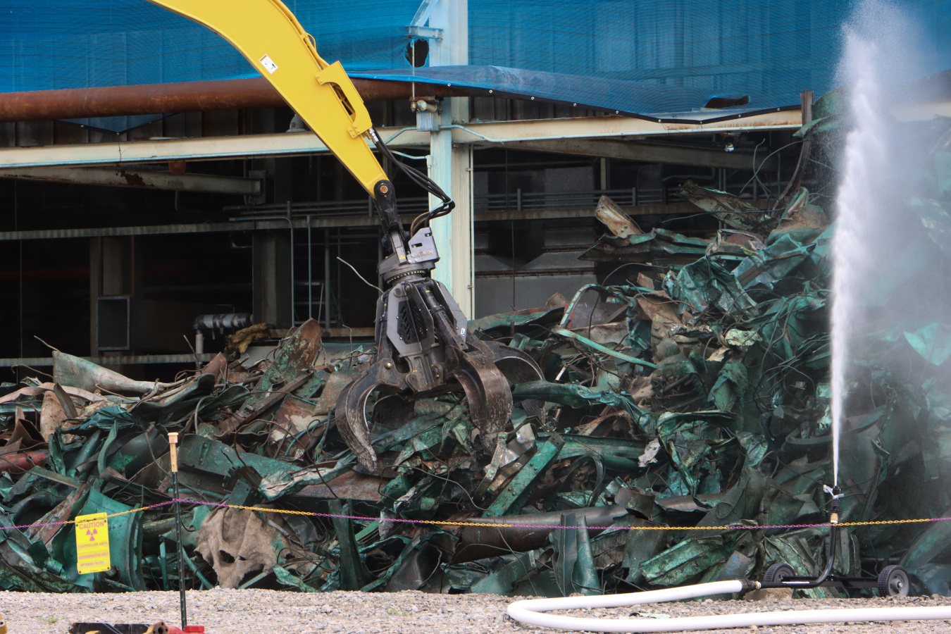 A large pile of debris after a demolition at the Portsmouth Site