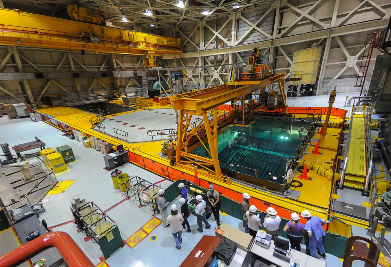 Aerial view showing the spent fuel pool inside Brunswick Nuclear Power Plant.