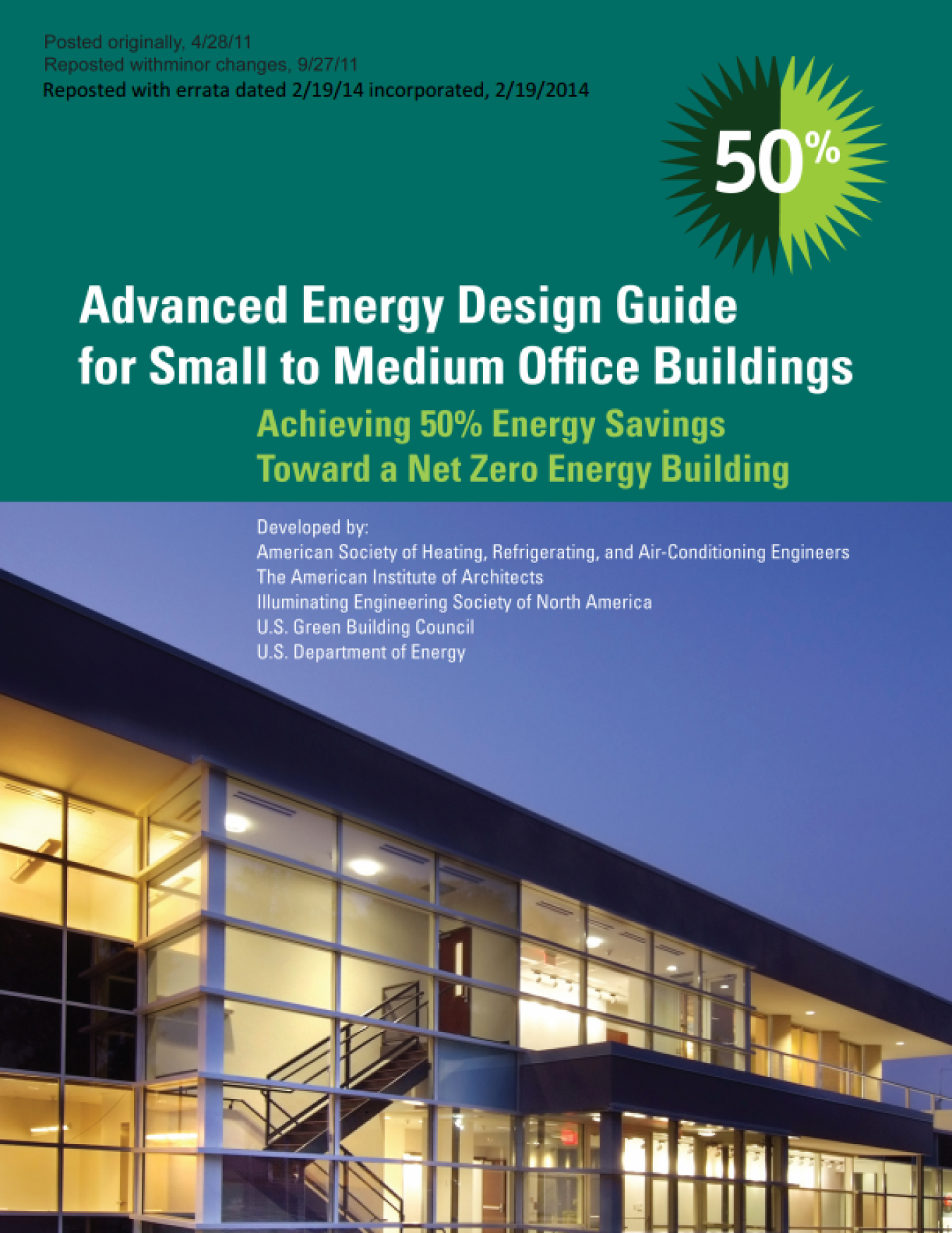 Image of the cover of the Advanced Energy Design Guide for Small to Medium Office Buildings.