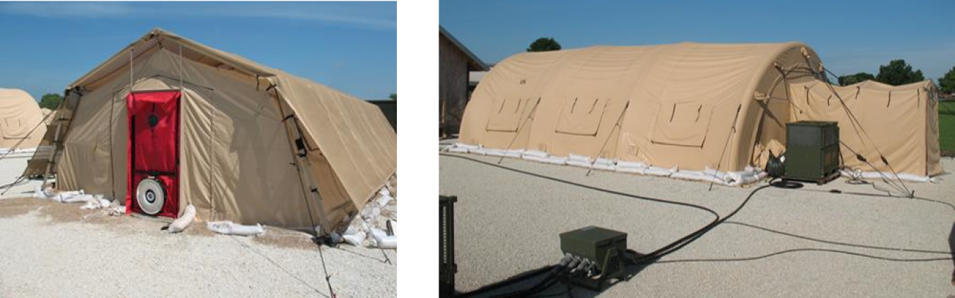 Two soft-sided shelters studied by NREL.