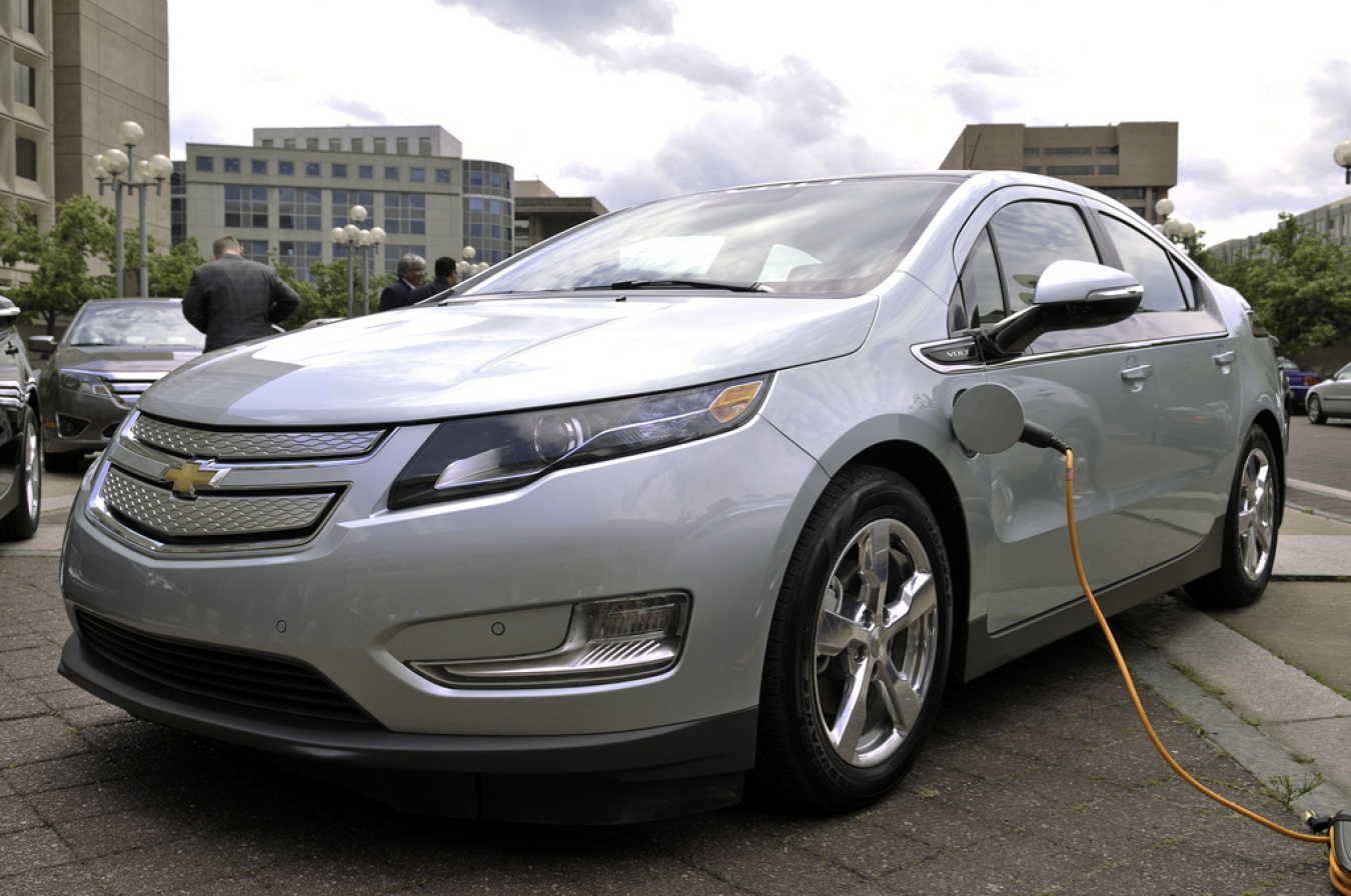 Chevy Volt car being refueled.