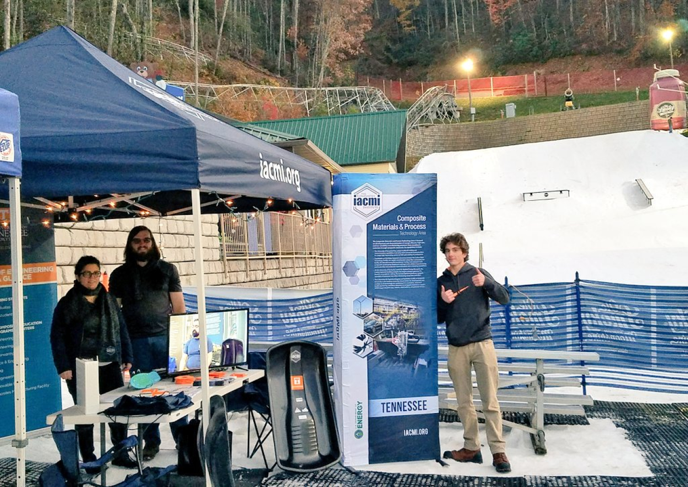 IACMI has facilitated a research project enabling undergraduate and graduate students at the University of Tennessee, Knoxville (UTK) to design, build, and test composite snow sled prototypes. IACMI and the UTK students are presenting the prototype sleds