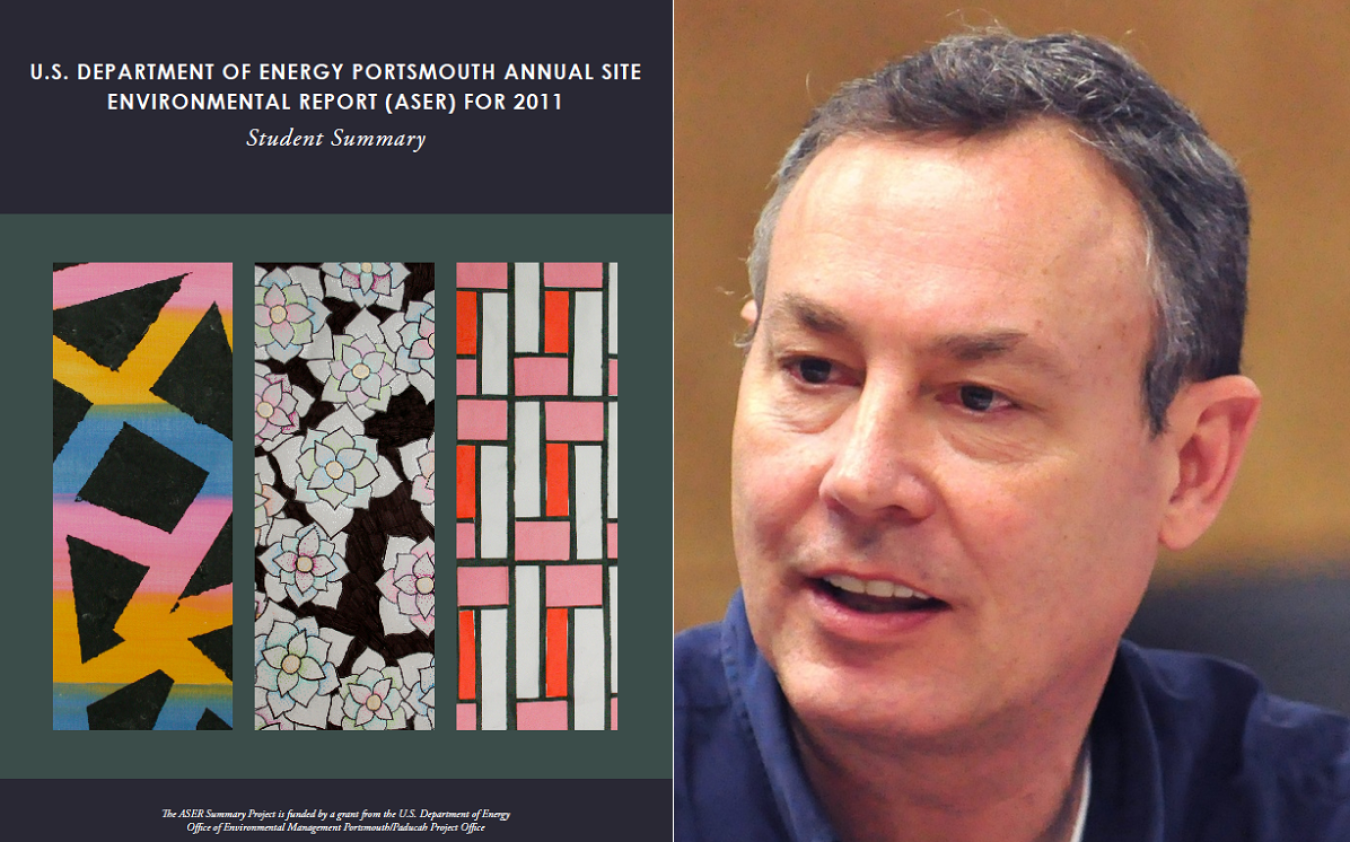 An example of a cover of a recent Student Summary of an Annual Site Environmental Report for the Portsmouth Gaseous Diffusion Plant Site. (Right) DOE Portsmouth Site Lead Joel Bradburne recently visited Western High School to recognize students.