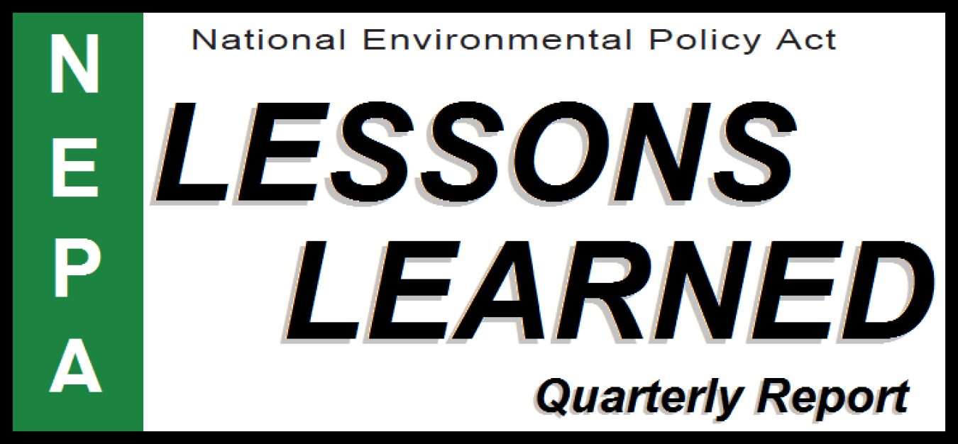 3.	Cover page banner for the Department of Energy’s NEPA Lessons Learned Quarterly Report, issued from 1994-2017.