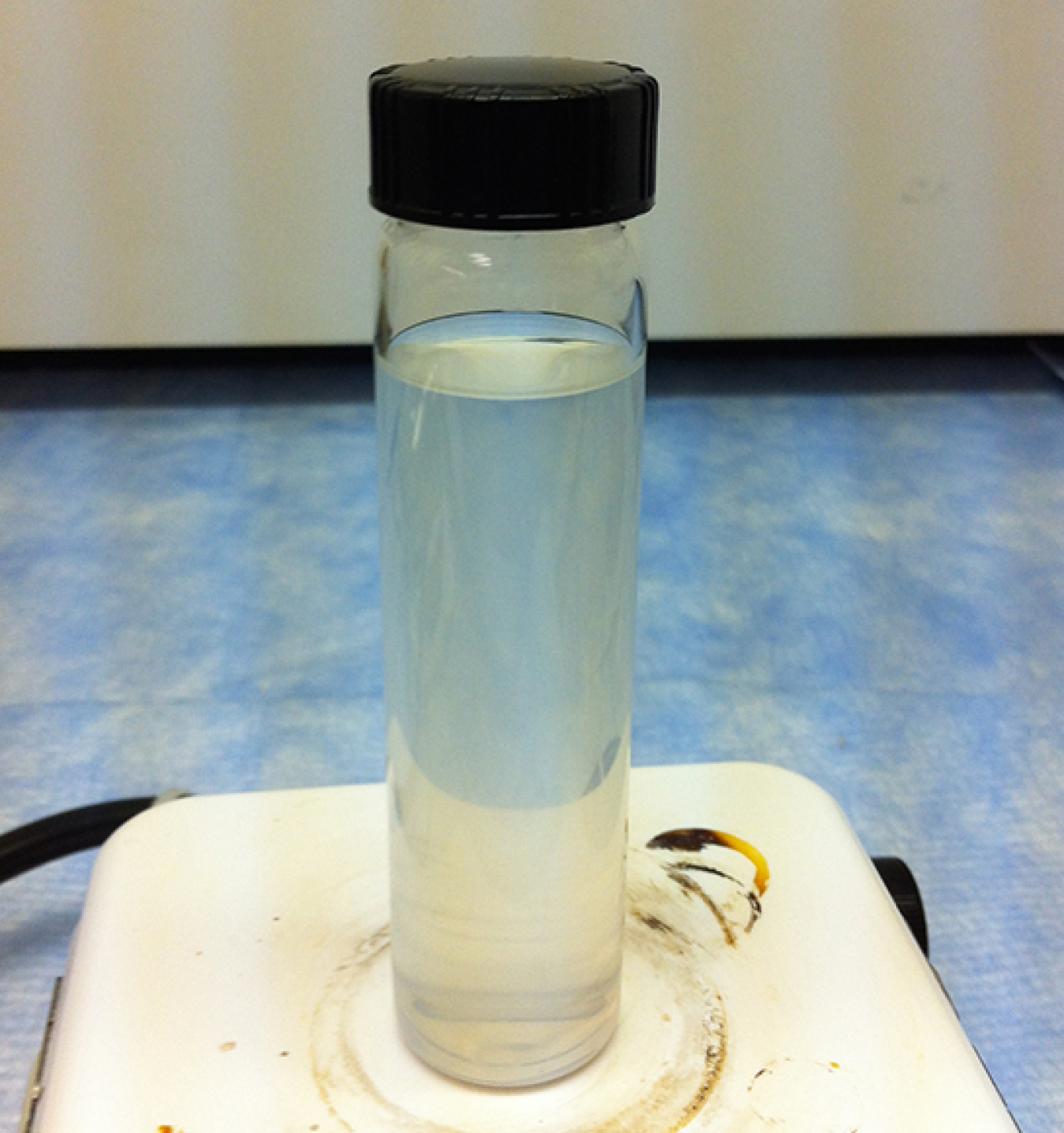 Image of porous silica material in alcohol.