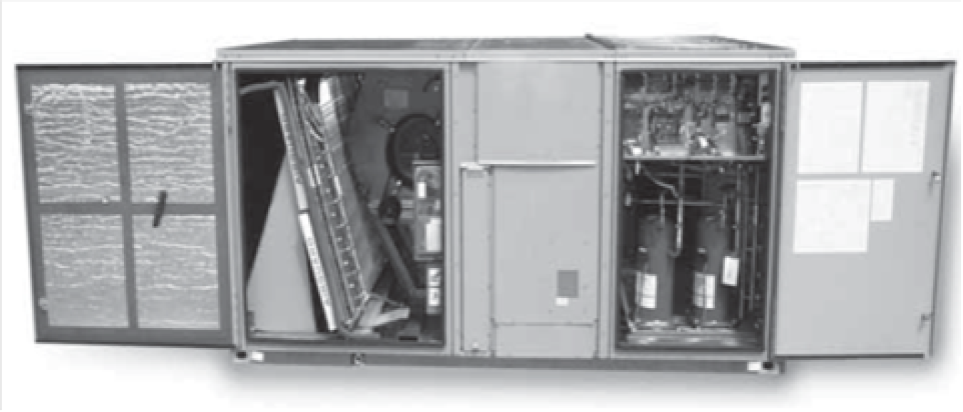 A typical commercial rooftop air-conditioning unit (RTU) Credit: Oak Ridge National Lab