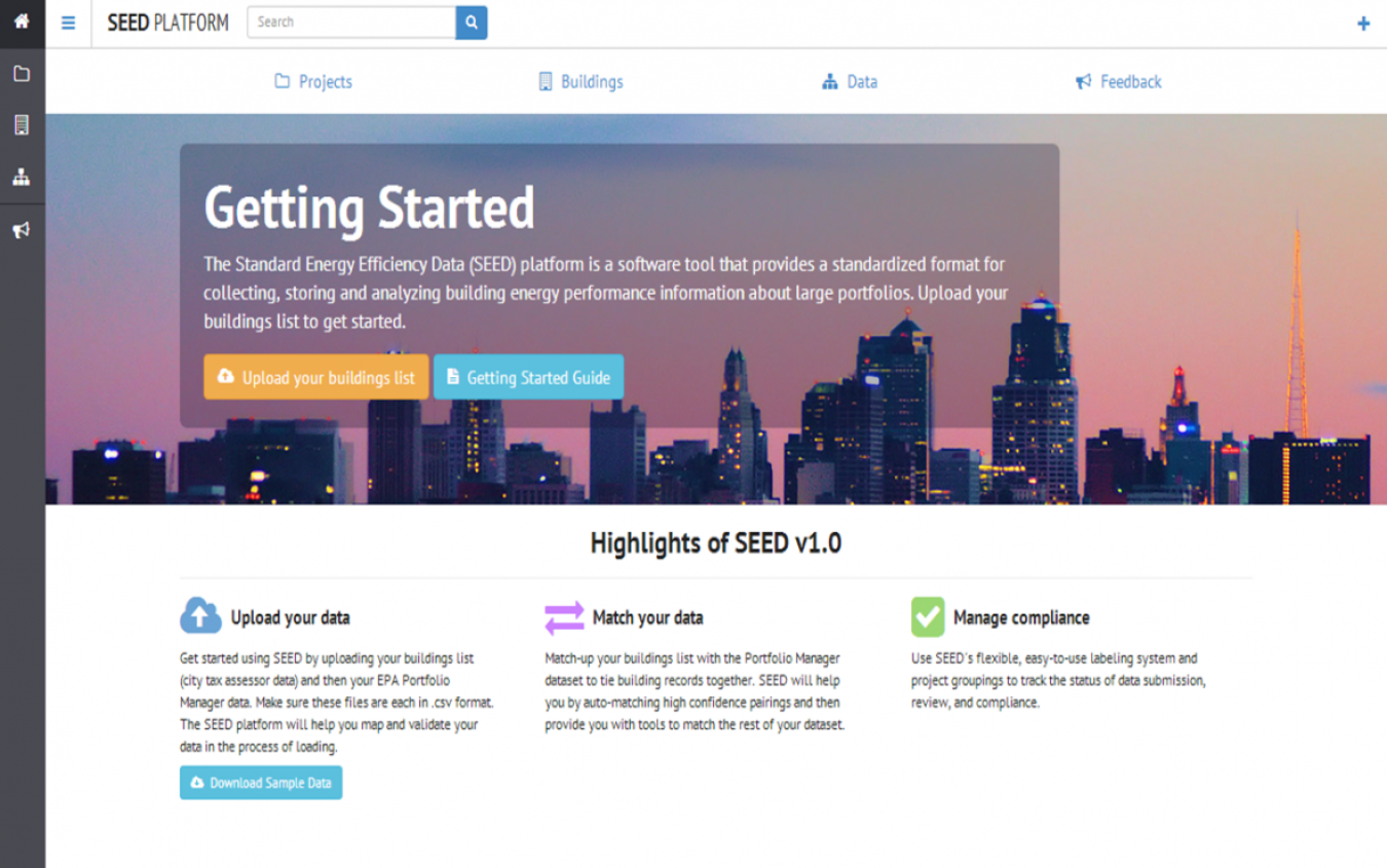 Screenshot of the Standard Energy Efficiency Data (SEED) Platform.