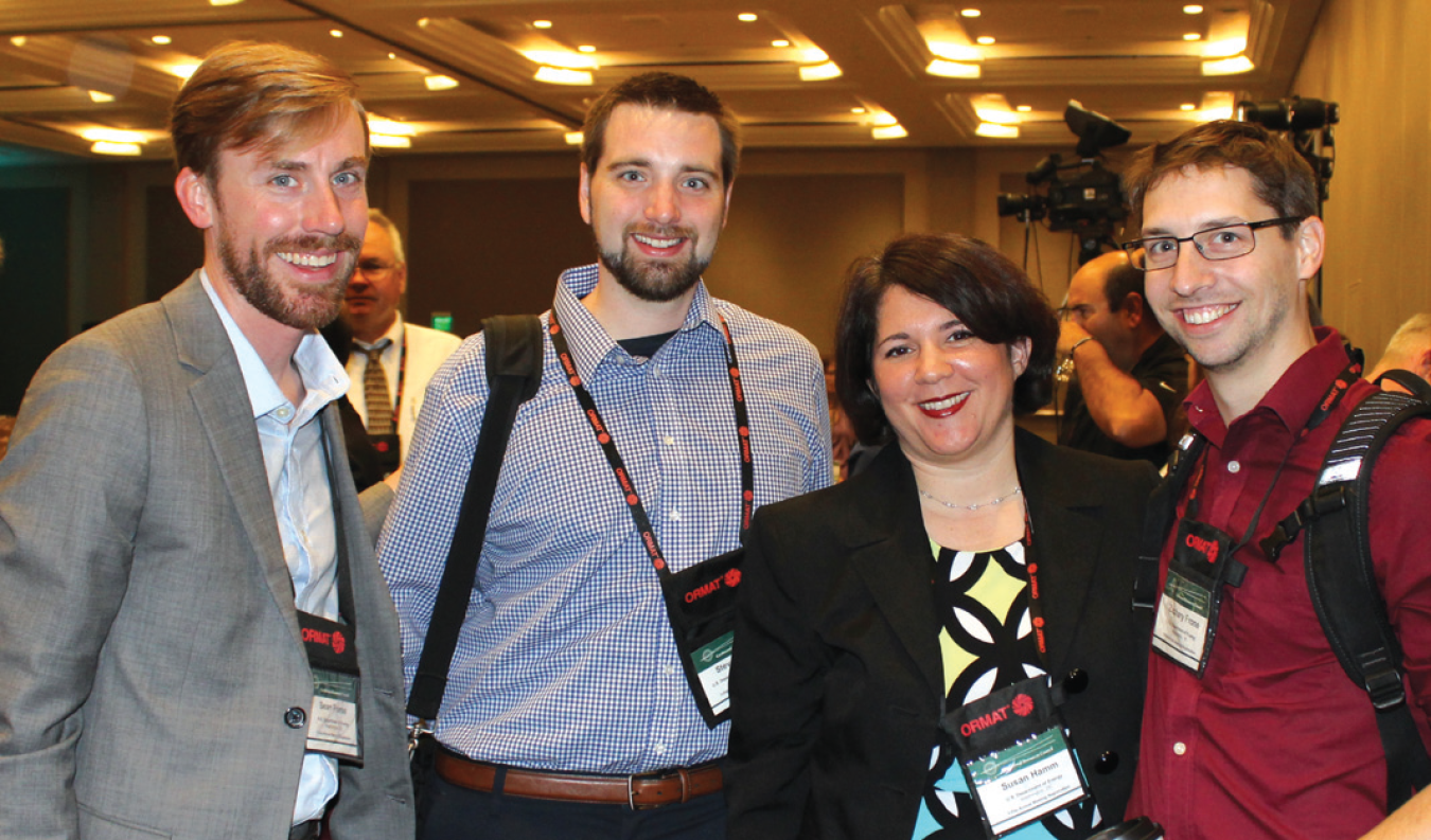 Dr. Susan Hamm (second from right) with Geothermal Technologies Office colleagues Sean Porse (far left) and Zach Frone (far right), and Stephen Henry, of the National Energy Technology Laboratory, at the Geothermal Resources Council meeting.