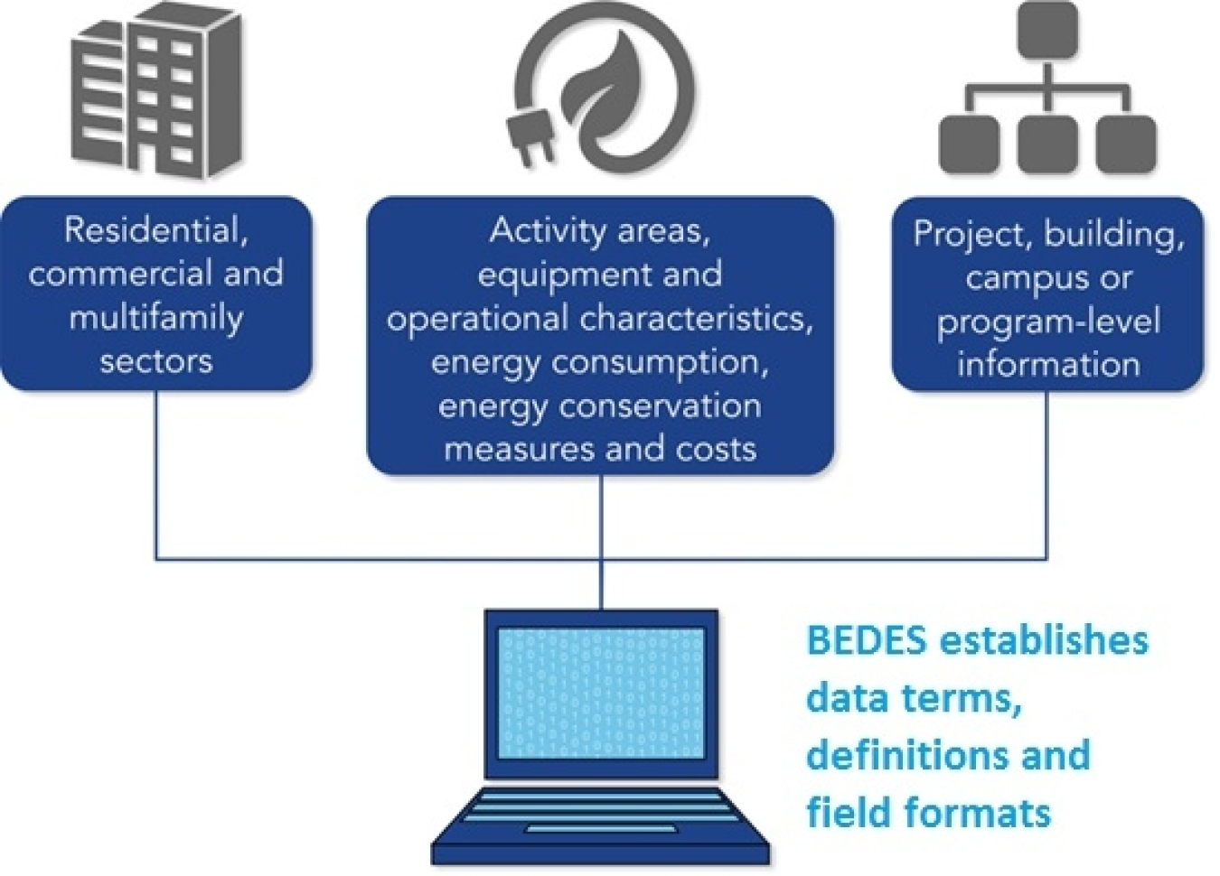 Infographic: BEDES establishes data terms, definitions and field formats.